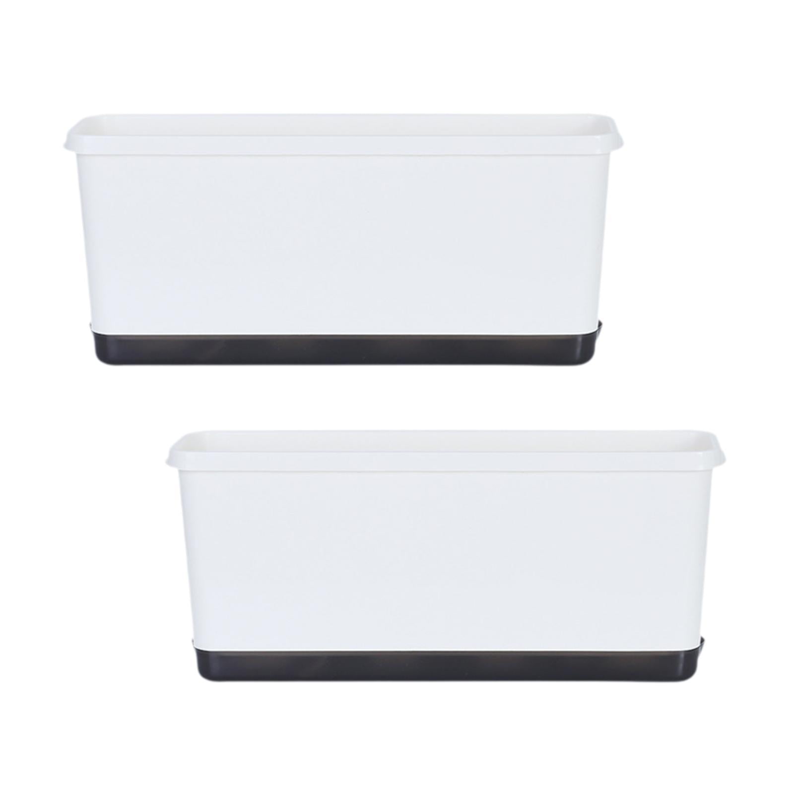 Bothyi 2 Pieces Window Box Planter Flower Pot Accessories Versatile with Drainage Holes White