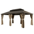 thumbnail image 3 of INTER HUT 12x18 FT Galvanized Steel Double Roof Gazebo with Aluminum Frame Gazebo W/Curtain and Netting, Brown, 3 of 9