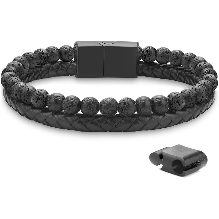 Mens leather shop beaded bracelets