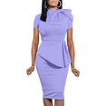 thumbnail image 1 of HAHDAXIA Femmes Mode Peplum Bodycon Manches Courtes Arc Club Volants Crayon Partie Robe, 1 of 5
