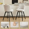 thumbnail image 4 of BENESKY Swivel Bar Stools Set of 2, Modern Counter Height Bar Stools with Back and Wood Legs, 26" H Seat Height Upholstered Barstools Bar Chair for Kitchen Island Home Bar, Linen Fabric Beige, 4 of 8