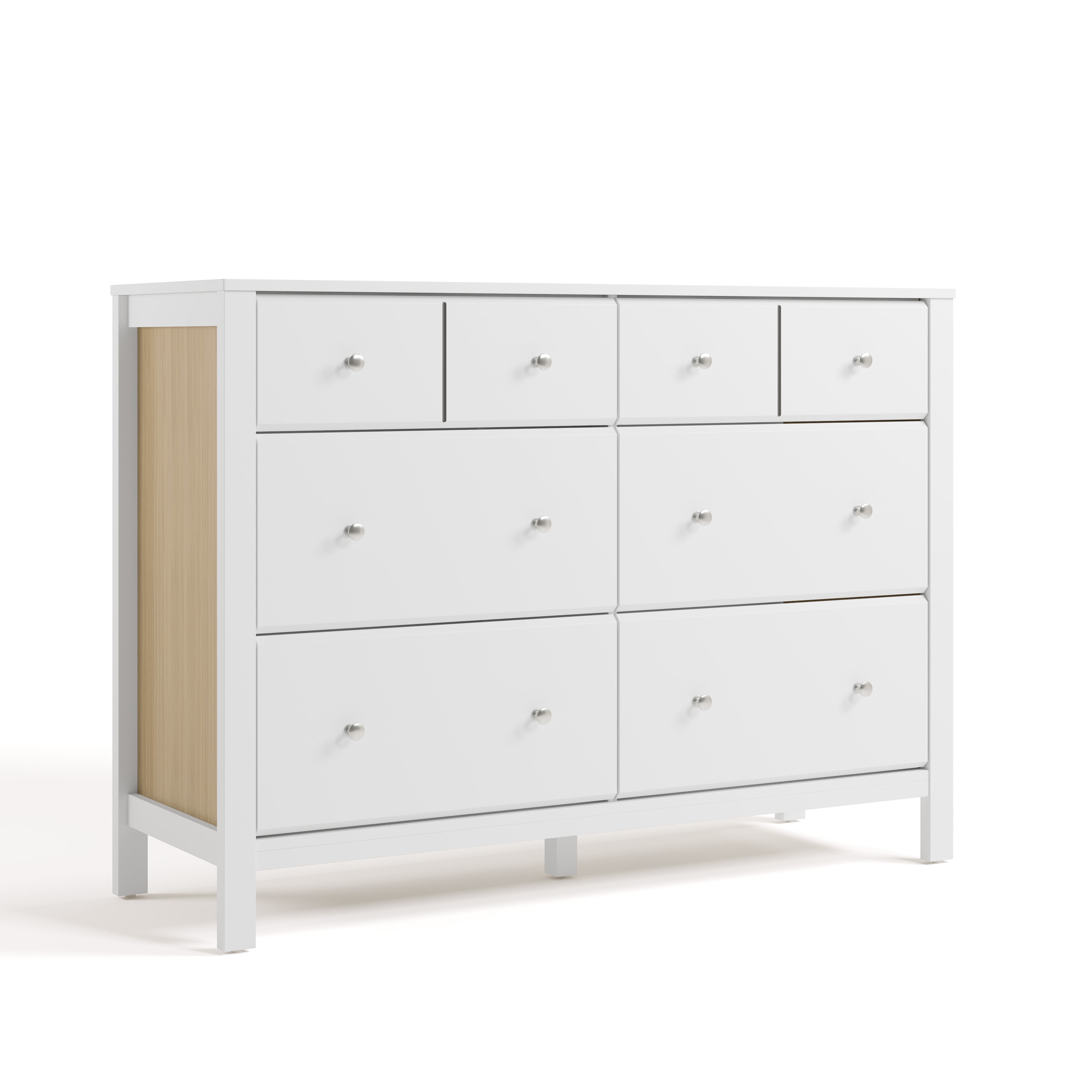 Storkcraft Horizon 6 Drawer Nursery Double Dresser, White with Driftwood