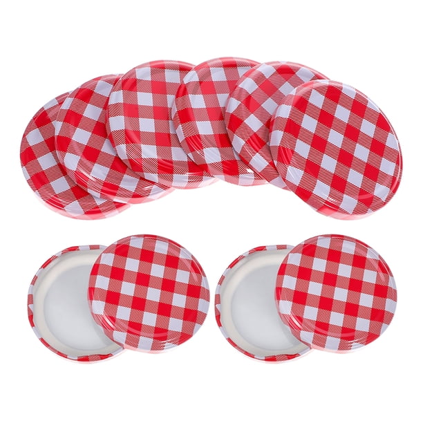 10 tapas de tarro de masón a cuadros para tarros de boca ancha, tapas de enlatado regulares, tarros de comida de boca ancha, tapas de enlatado, tapa de contenedor de miel regular