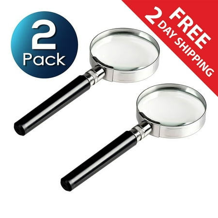 2 Pack Insten 10X 50mm Handheld Magnifier Reading Jewelry Loupe Magnifying Glass - lightweight design