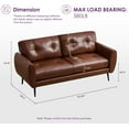 thumbnail image 2 of AODAILIHB 61" Mini Leather Arm Couch, 2 Seater Modern L-Shaped Sofa, Mid Century Modern Small Comfy Loveseat Sofa for Living Room, Bedroom, Office, Brown, 2 of 9