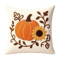 thumbnail image 2 of Thanksgiving Printed Linen Pillowcases 18X18 Inch, Fall Pillow Cover, Holiday Decoration Cushion Cover with Pumpkin Pattern for Living Room Bedroom, 2 of 7