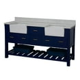 thumbnail image 4 of Charlotte 72" Farmhouse Bathroom Vanity with Royal Blue Cabinet and Engineered Carrara Top, 4 of 5