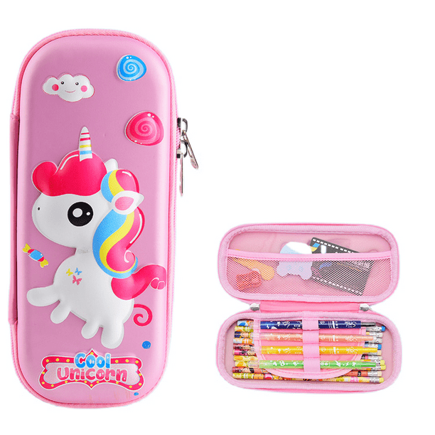 Trousses à crayons pour enfants Licorne Boîtes à stylos roses mignonnes  avec fournitures Scholl Multi-Slot Crayon Organizer