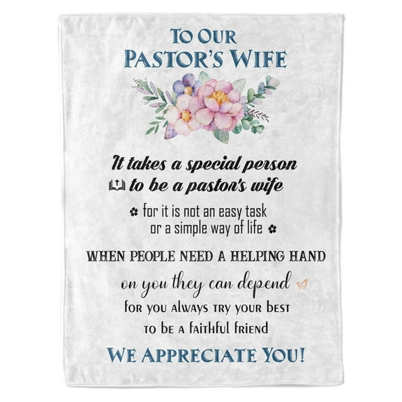 Funnil Gift Blanket for Pastor's Wife, Fleece Throw Blanket for Birthday, Pastor Appreciation Day for Pastor's Wife 50x60" White