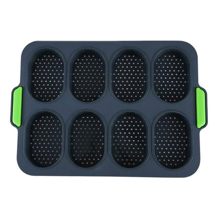

Famure 8-Cavity Silicone Baguettes Pan Nonstick Oval Silicone Baking Mold Perforated Pan Food Grade Silicone Molds For Brownie Bites Keto Fat Bombs Fudges Chocolates And Candies Easy To rational