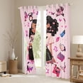 thumbnail image 3 of Erosebridal Black Girls Black Out Curtains,Butterflies Print Pink Stars 3D Princess Crown Curtains Pack of 2 (42x63 Each) For Kids, 3 of 7