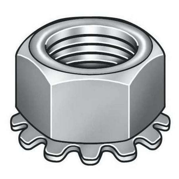 1/4"20 Grade 8.8 Zinc Plated Finish Steel Tooth Washer Lock Nut, 100