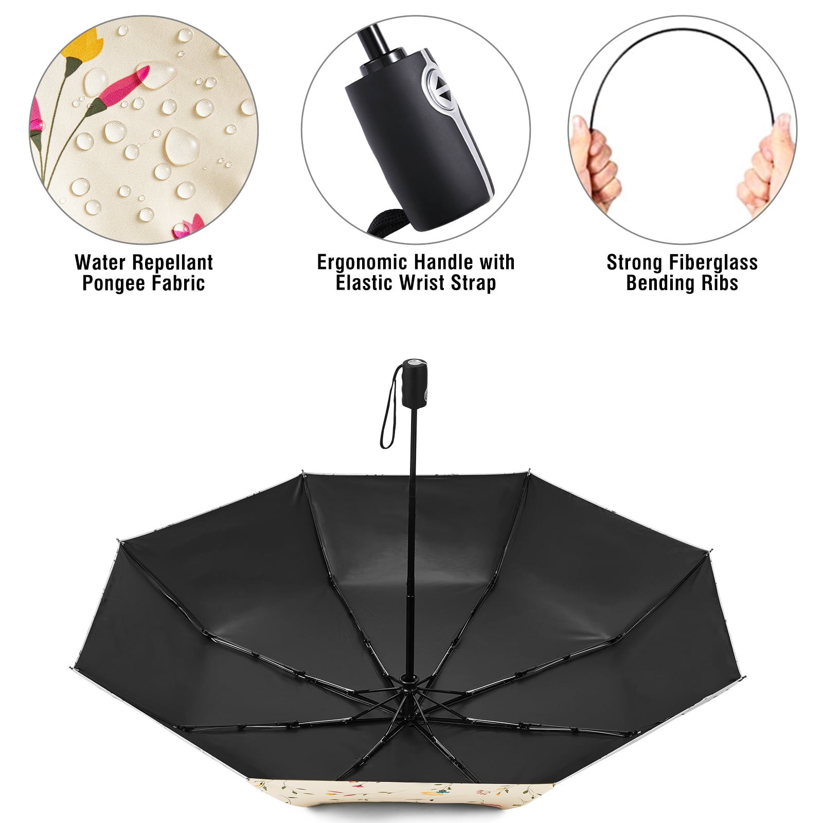 G4Free UPF 50+ UV Protection Large Travel Umbrella 42/46 Inch Auto Open Close Windproof Sun Blocking Umbrella
