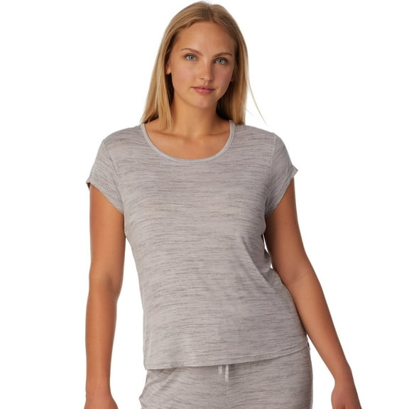 Maidenform Cozy Short Sleeve Top Heather Grey Women's Size 1X