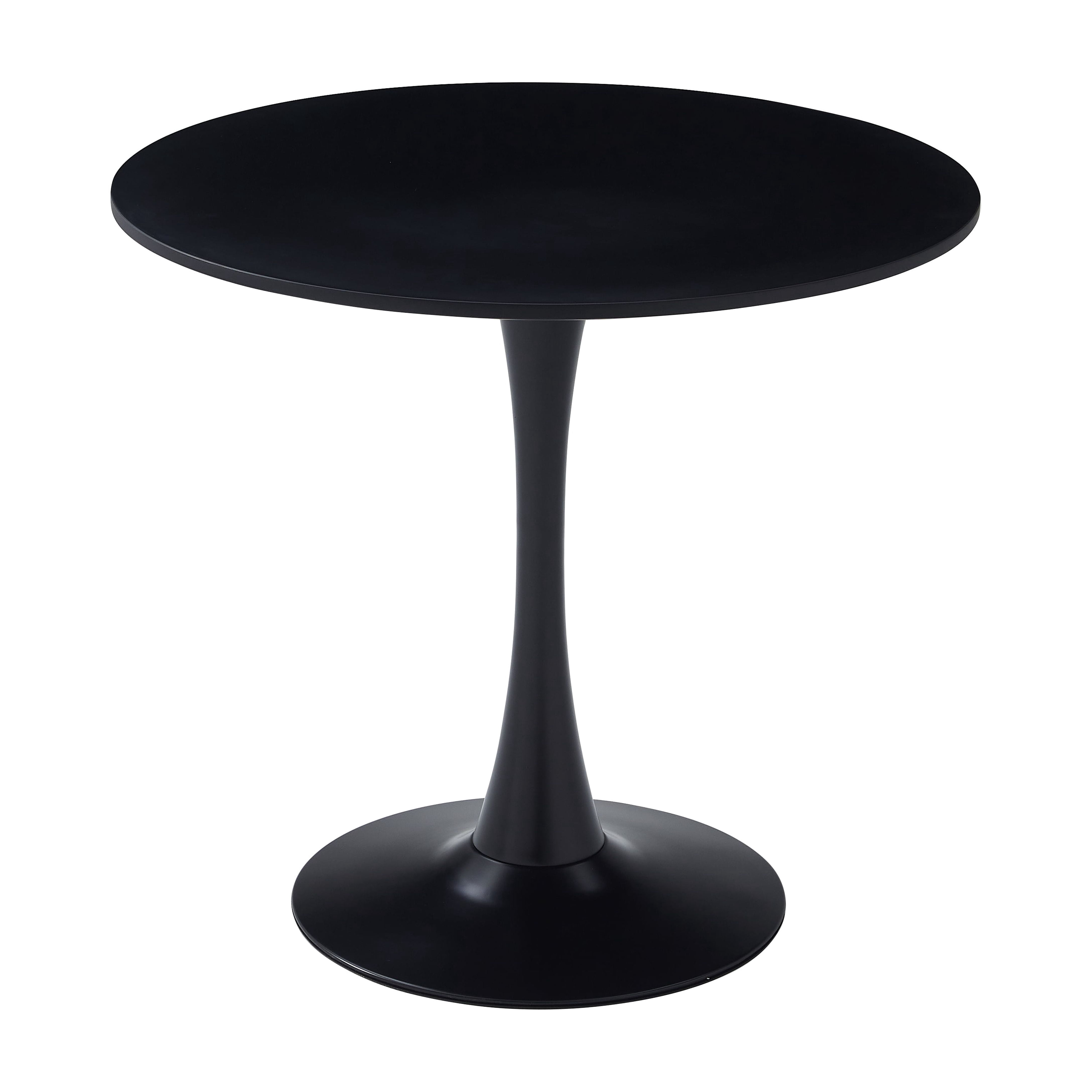 Round Dining Table 31.5 Inch with Tulip Pedestal Base, Modern Bistro Table and Kitchen Table for Small Spaces, Black
