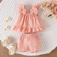 thumbnail image 2 of kpoplk Toddler Girls Outfit Set Graphic Ruffle Dress and Striped Legging Bike Shorts 2 Piece Summer Set Size 2-3 Years,Pink, 2 of 7