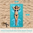 thumbnail image 6 of Jessy Home 4 Pack Oversized Beach Towels Set Sea Turtle 40x70 Inches Green Blue Large Towel Super Absorbent Quick Dry towels for Pool, 6 of 9