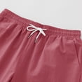 thumbnail image 4 of Gibobby Men's Linen Shorts Summer Beach Shorts for Men Elastic Waist Drawstring Shorts[Red,M], 4 of 8