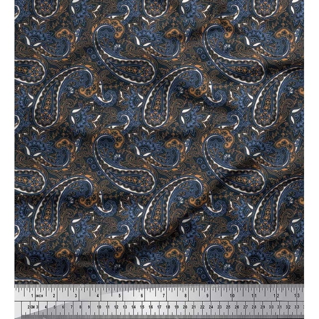 Soimoi Poly Georgette Fabric Floral & Paisley Print Fabric by The Yard 42 Inch Wide