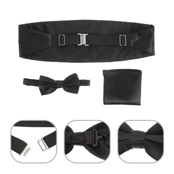 FRCOLOR  3 Pcs Girdle Tie Suit Pocket Square Men Prom Bow Cummerbund Set