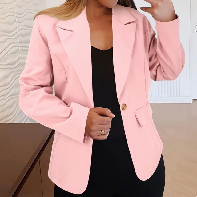 IMENGL Veste de Travail Décontractée à Manches Longues Col à Revers en polyester Coton, Rose 2TG, Taille M-3TG
