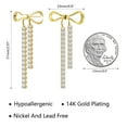 thumbnail image 5 of Lancharmed Gold Plated Holiday Earrings,Ribbon Zircon Tassel Earring Women Gifts for Birthday, 5 of 7