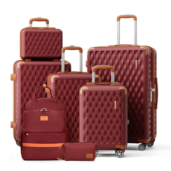 Melalenia - 7 Ensembles de Bagages ABS Rigides à Roulettes Pivotantes - avec Roues Pivotantes et Cadenas TSA