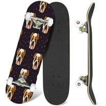 31'' Complete Skateboard 7 Layer Canadian Maple Double Kick Deck Skateboards dog breed bulldog Skate Board for Beginner Adult Gifts