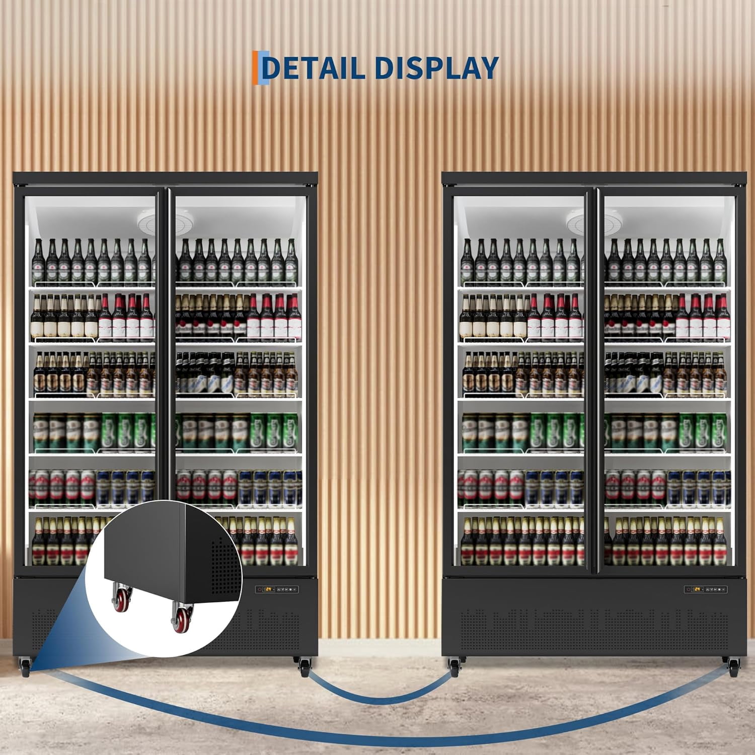Hipicute 35.3 Cu.Ft Commercial Merchandiser Refrigerator, Large Glass Door Display Fridge with 5 Adjustable Shelves, High Capacity Cooler for Restaurant, Store, Bar, Supermarket, Beverage Display