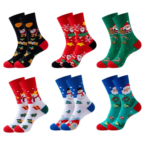 Kudavo Christmas Socks For Men,6 Pack Mens Christmas Socks,Xmas Crew Socks Size 9-13