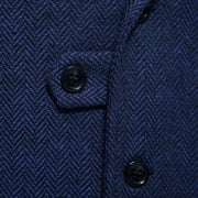 Tweed Slim Fit Suit Vest for Men Formal Herringbone Groom Vest Tailored Collar Business Waistcoat British Western Classic Vests with Pockets