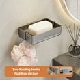 thumbnail image 4 of Kraoden Wall-mounted No-punch Soap Box, Double Layer Soap Holder with Drainage, Waterproof and Durable Bathroom Shelf Organizer with 2 Hooks, Easy to Install and Maintain, 4 of 6