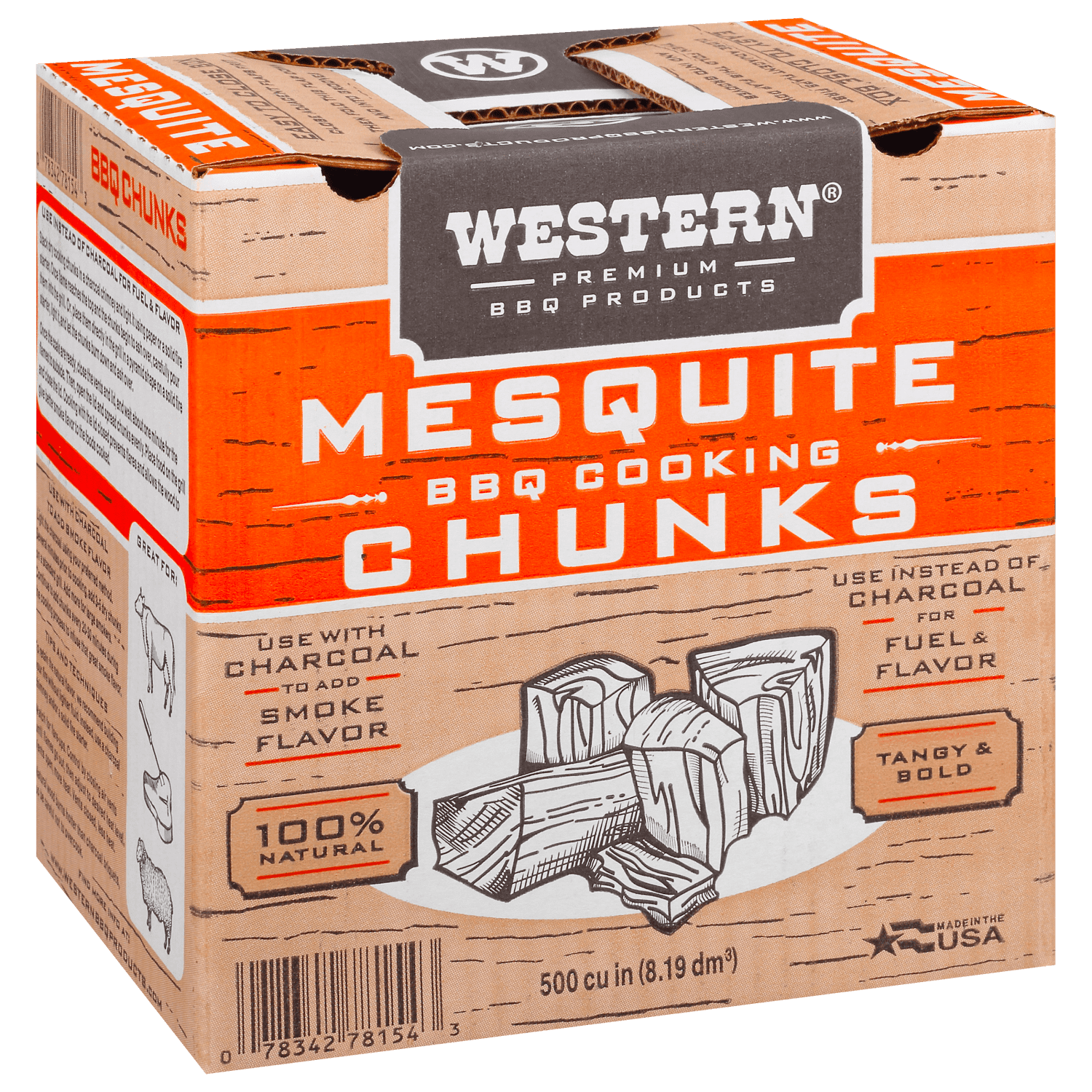Western 500 CU in Mesquite Smoking Wood Chunk Box CS