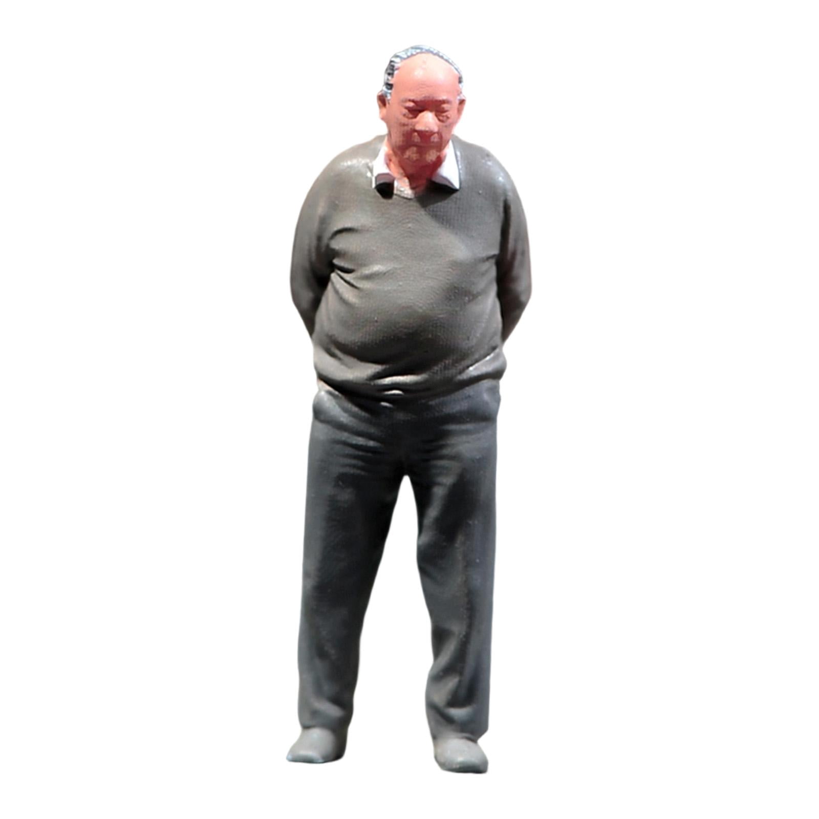 LeeQinersw Mini People Figure Hand Painted Resin Elderly Figurine Lifelike Model Simulation 1 87