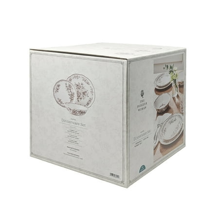 The Pioneer Woman Agatha 12-Piece Stoneware Dinnerware Set, Brown