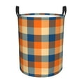 thumbnail image 1 of Balery Warm Orange Plaid Cesta de ropa redonda con asas, impermeable, independiente, para ropa, juguetes, dormitorio y familia-Small, 1 of 6