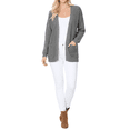 thumbnail image 3 of YEMAK Women's Long Sleeve Chunky Waffle Knit Open Front Sweater Cardigan HK8246-GREY-ML, 3 of 4