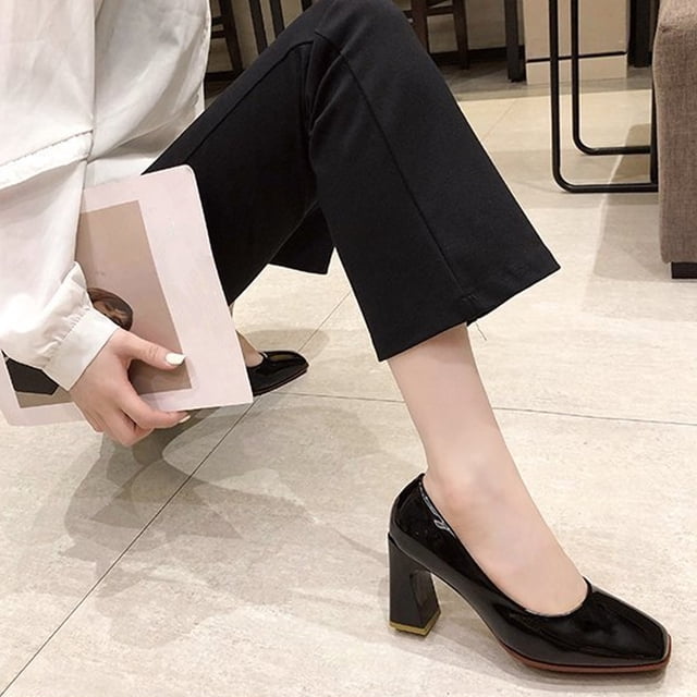 Cameland Chaussures Mary Rétro Françaises pour Femmes, Style Petit Parfum, Bout Rond, Perles, Plates, Décolleté Peu Profond, Cuir Verni Doux, Printemps