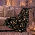 thumbnail image 6 of Woodland Animals with Roses on Black, Vintage Floral Style for Nature Lovers, Forest Garden Motif and Birthday Gift, Cozy Flannel Blanket for Bedroom and Living Room, Home Decor, 6 of 9