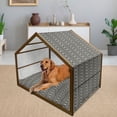 thumbnail image 2 of Geometric Pet House, Aztec Tribal Folk Zigzags Chevron Traditional Bohemian, Outdoor & Indoor Portable Dog Kennel with Pillow and Cover, 5 Sizes, Charcoal Grey Black, by Ambesonne, 2 of 4
