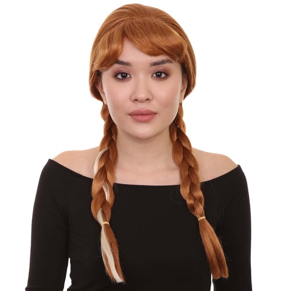 HPO Adult Princess Women Wig | Ginger Long Braided Character Cosplay Brown Wig | Premium Breathable Capless Cap