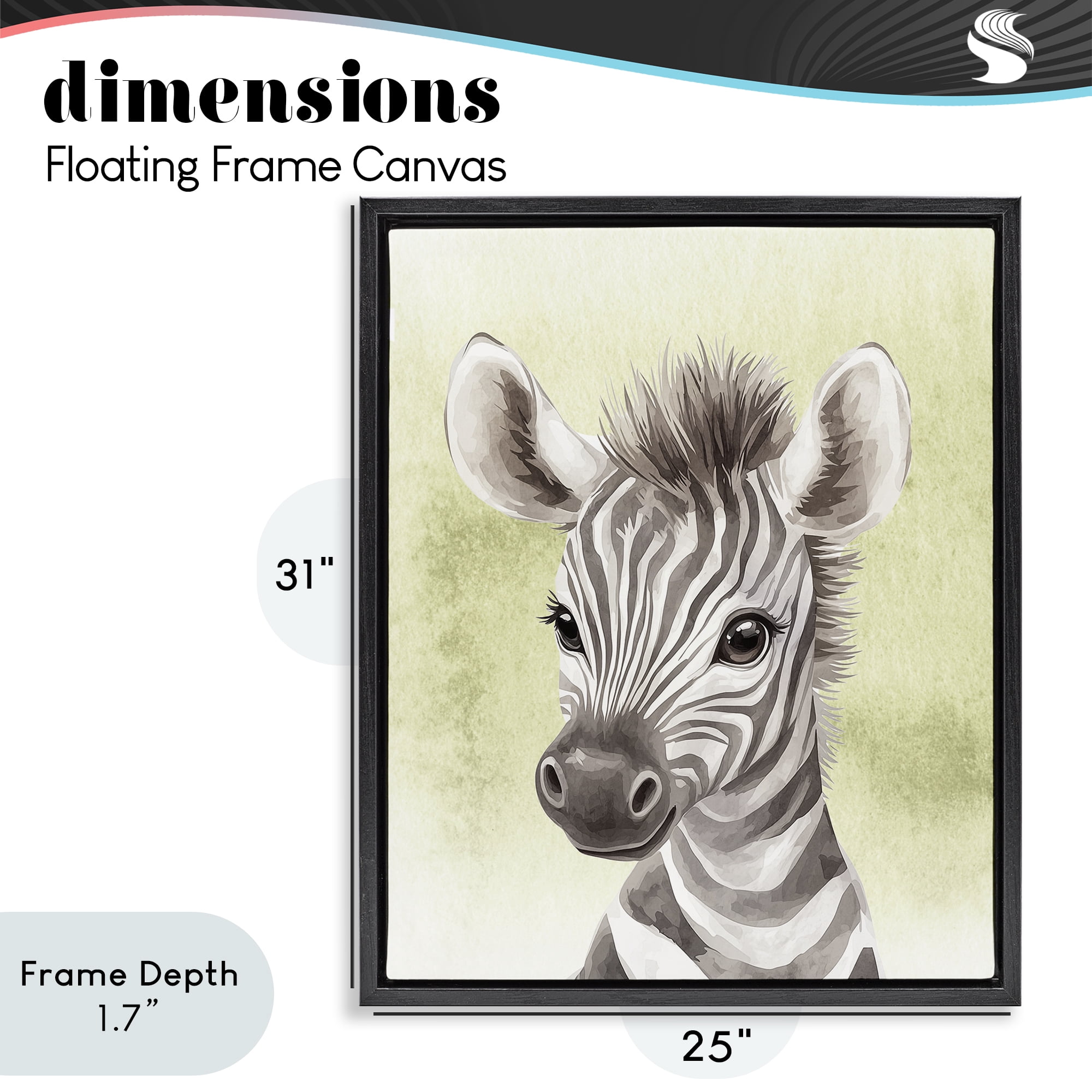 Stupell Industries Jungle Friends Baby Zebra Black Framed Floater Canvas Wall Art, design by Christine Simpson Art