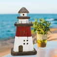 thumbnail image 6 of Wooden Lighthouse Decor Nautical Tabletop Centerpiece Decorative Lighthouses Ocean Beach Themed Sculpture Indoor Outdoor Wood Farmhouse Decoration for Party Mantel Table (Red), 6 of 6