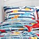 thumbnail image 4 of Tiburones Azules Peces Vida Marina Niños Juego de Cama Bordado Suave, 4 of 4
