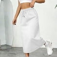thumbnail image 3 of Inleife Women's High-Waisted A-Line Skirts Leisure Commuting Loose Elastic Waist Solid Color Skirt Split Skirt White XL, 3 of 5