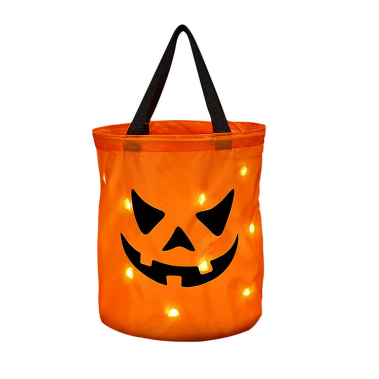 Halloween Candy Bags with LED Light Trick or Treat Bags Halloween Party Bags  with Grimace Multipurpose Reusable Bucket for Kids Halloween Supplies  Favors 