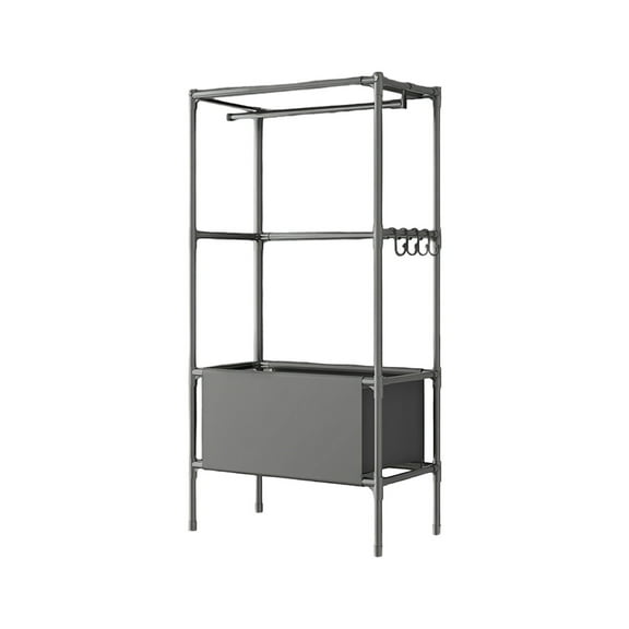 Qholemyo Portable Two-Tier Freestanding Wardrobe - Clothes Rack With Shelves And Hanging Rods, Easy-To-Assemble Furniture For Bedroom Closet Organizers And Storage