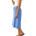 thumbnail image 6 of Annhoo Linen Capris for Women Culottes Drawstring Waist Wide Leg Summer Beach Pants Dressy Breathable Clothes, 6 of 8
