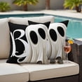thumbnail image 4 of Halloween Outdoor Waterproof Pillow Covers, Cartoon Funny Error Ghost Black Decorative Square Throw Pillowcase Sofa Cushion Sham for Patio/Couch/Chair, 16"x16" 2 Pack, 4 of 8