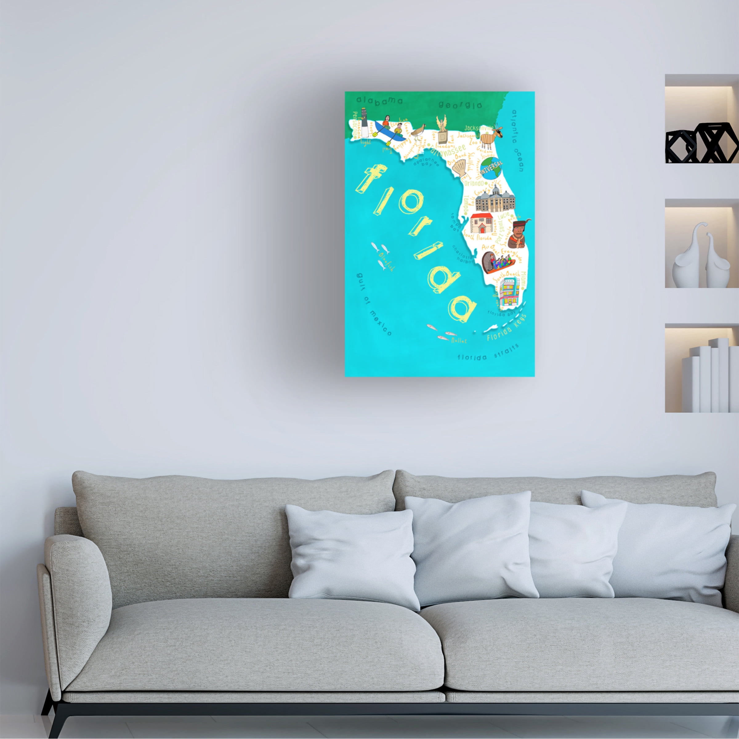 Carla Daly 'Illustrated State Maps Florida' Canvas Art